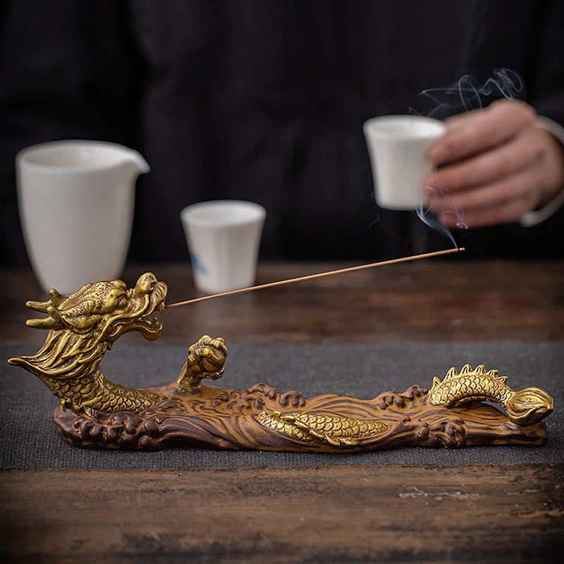 Buddha Stones Dragon Protection Ceramic Stick Incense Burner Decoration Incense Burner BS 8