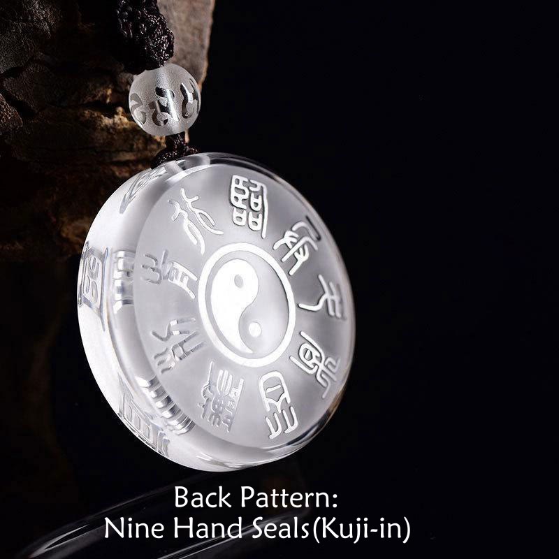 Buddha Stones Taoism Five Sacred Mountains Yin Yang Symbol Liuli Crystal Balance Necklace Pendant Key Chain Necklaces & Pendants BS 2