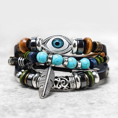 Bracelet de purification Foviel avec turquoise tibétaine et mauvais œil