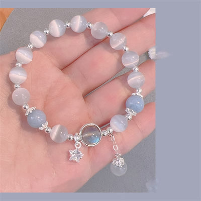 Foviel Cat's Eye Moonstone Butterfly Star Charm Support Bracelet