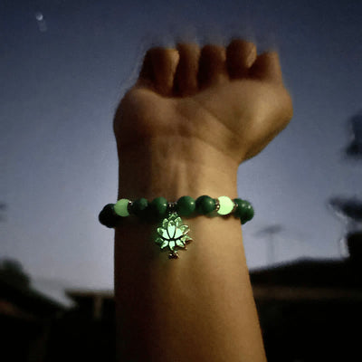 Buddha Stones Tibetan Turquoise Glowstone Luminous Bead Lotus Protection Bracelet Bracelet BS 21