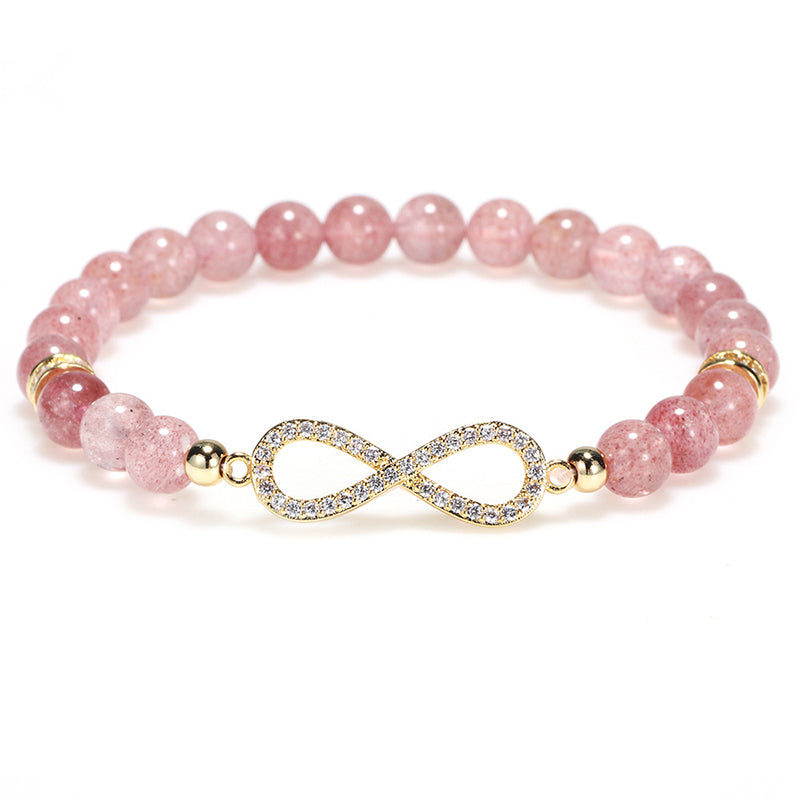 Bracelet de guérison et de positivité en quartz fraise naturel Foviel