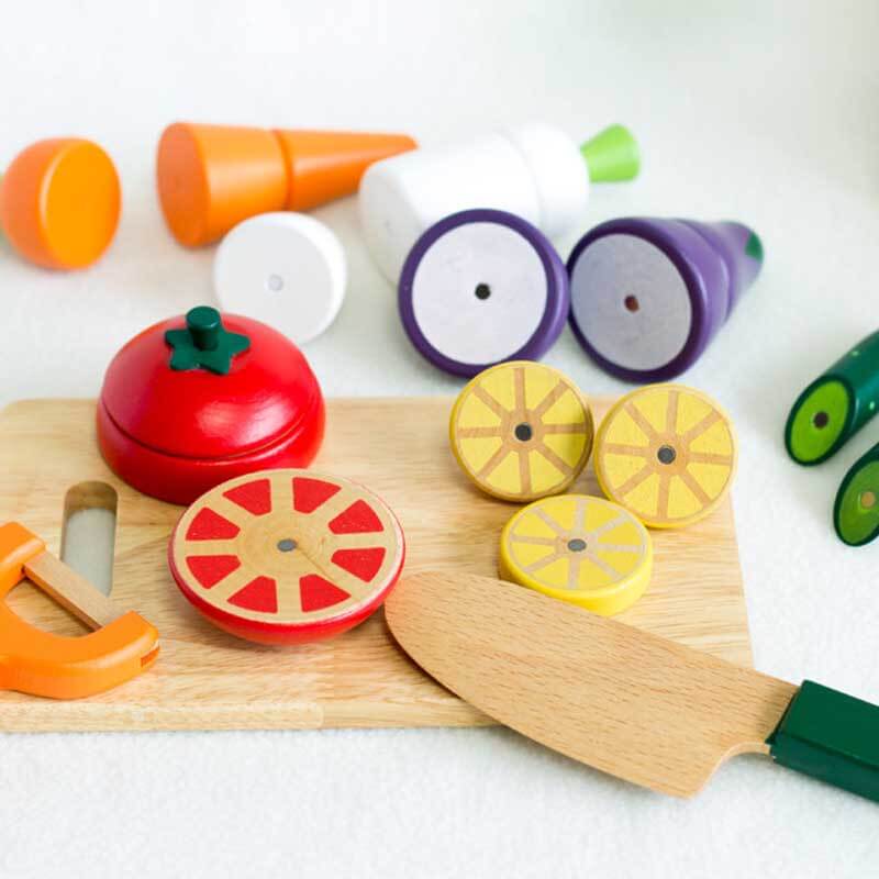 Fidtoy Wooden Pretend Food Play Set for Toddlers Kitchen Toys Fruit Cutting Toy Montessori Learning Toy for 1 2 3 Year Old Kids Home Play