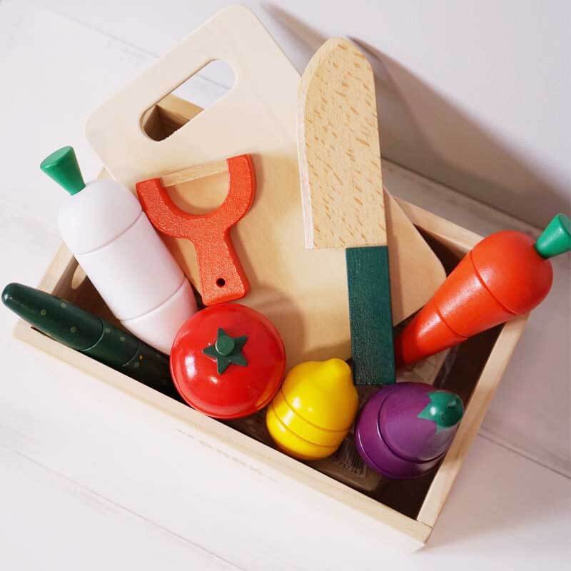 Fidtoy Wooden Pretend Food Play Set for Toddlers Kitchen Toys Fruit Cutting Toy Montessori Learning Toy for 1 2 3 Year Old Kids Home Play