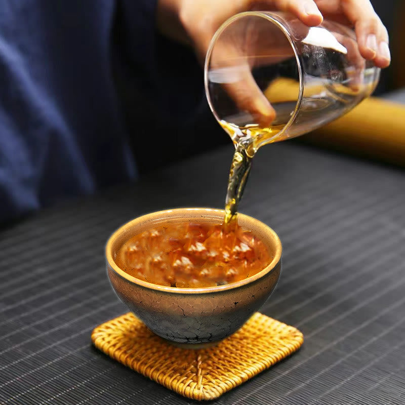 Buddha Stones Gold Spot Pattern Chinese Jianzhan Ceramic Teacup Kung Fu Tea Cup Bowl With Gift Box Jian Zhan Tea Cup BS 2