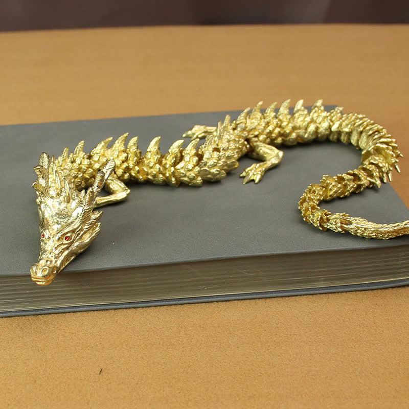 Buddha Stones Brass Copper Dragon Wealth Luck Protection Statue Figurine Home Decoration Decorations BS Gold