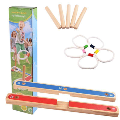Jeu de lancer d'anneaux en bois Fidtoy pour enfants, jeu de quilles familial pour le jardin, les pique-niques, jouet d'apprentissage de la coordination œil-main pour les tout-petits de 3 à 8 ans