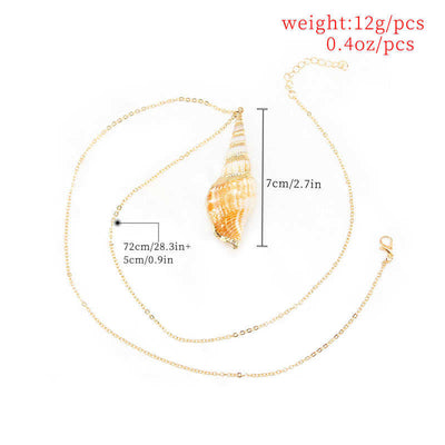 Buddha Stones Natural Shankha Conch Shell Seashell Lucky Necklace Pendant Necklaces & Pendants BS 5