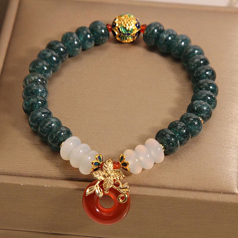 Buddha Stones Jade White Agate Red Agate Peace Buckle Abacus Beads Luck Bracelet Bracelet BS 3