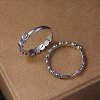 Buddha Stones 925 Sterling Silver Auspicious Clouds Engraved Ring Ring BS 4