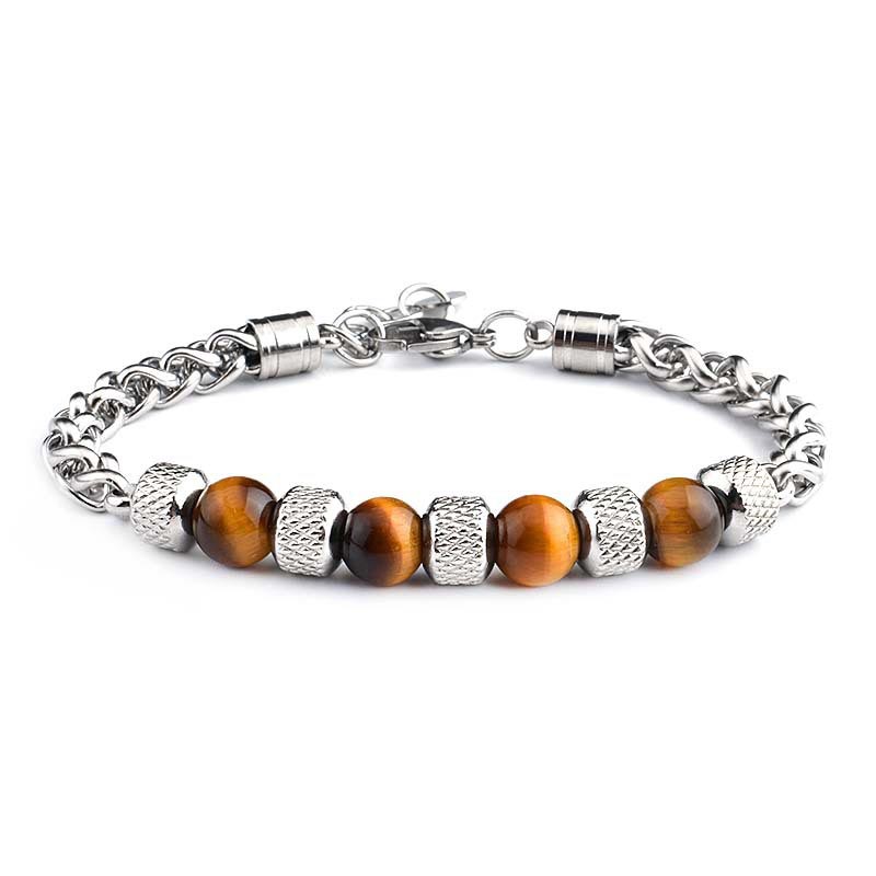 Buddha Stones Black Onyx Tiger Eye Bead Courage Bracelet Bracelet BS Yellow Tiger Eye 8mm