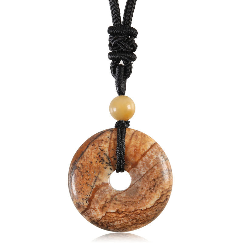 Buddha Stones Lucky Coin Pendant Healing Crystal Gemstone Necklace Necklaces & Pendants BS Picture Jasper