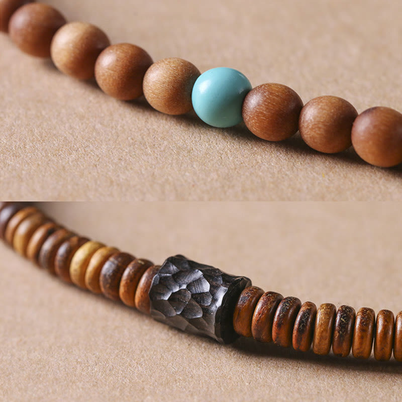 Foviel Sandalwood Turquoise Protection Double Wrap Bracelet