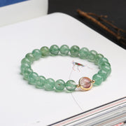 Bracelet de perles apaisant en quartz fraise vert naturel Foviel