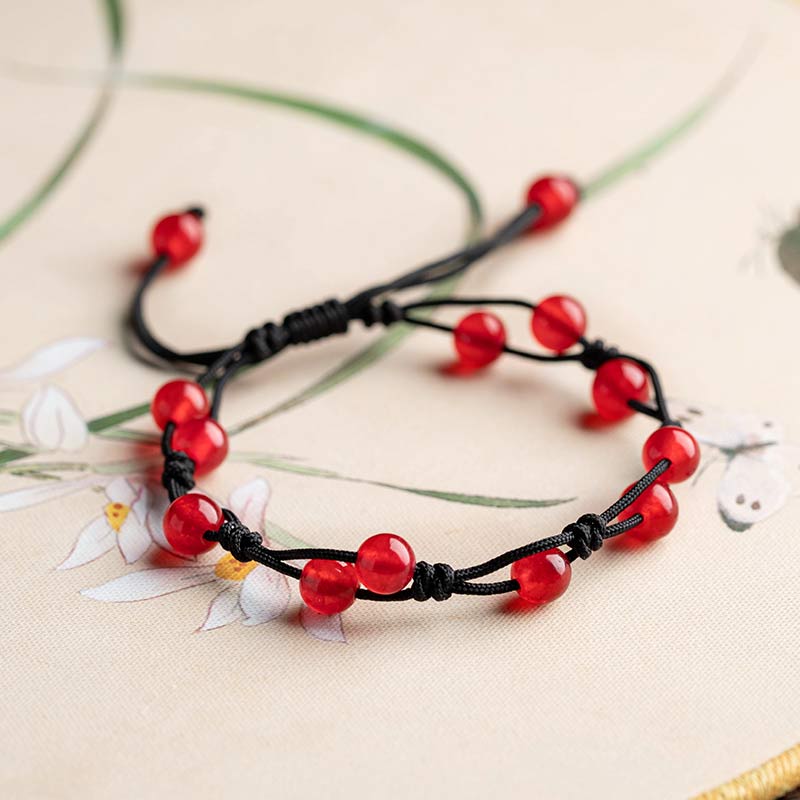 Bracelet calme Foviel en agate rouge, agate mousse et cinabre