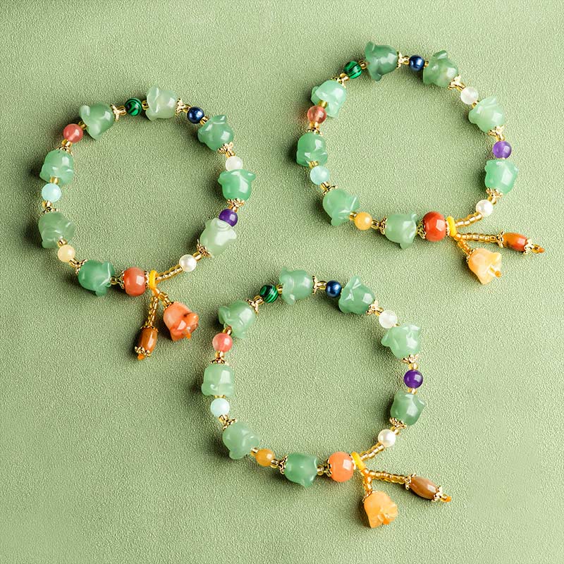 Buddha Stones Green Aventurine Magnolia Flower Luck Bracelet Bracelet BS 8