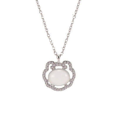 Buddha Stones Chalcedony Lock of Good Wishes Positive Necklace Pendant Necklaces & Pendants BS 3