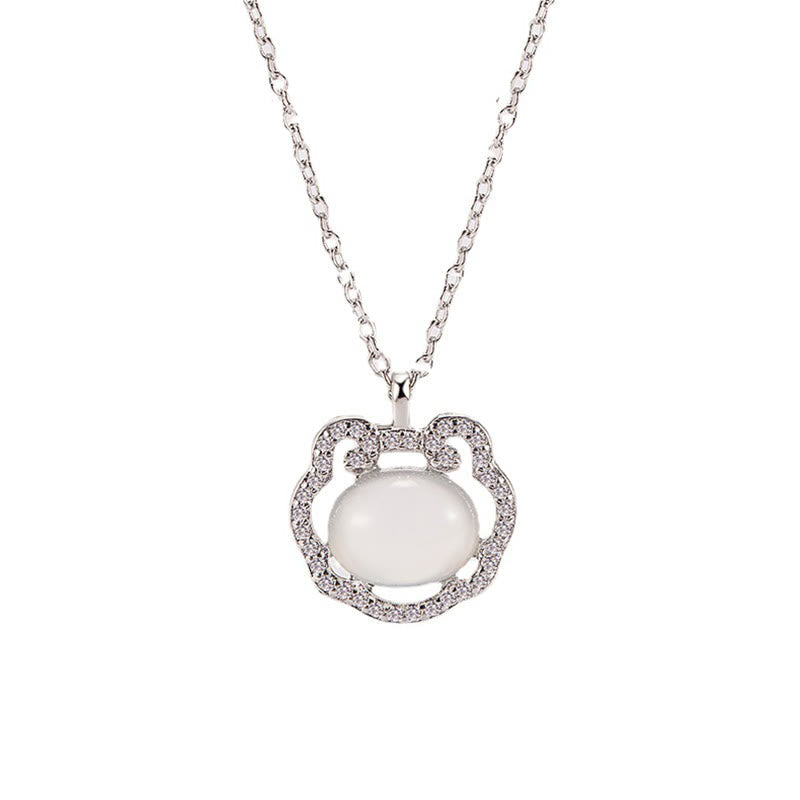 Buddha Stones Chalcedony Lock of Good Wishes Positive Necklace Pendant Necklaces & Pendants BS 3