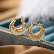 Foviel Crescent Moon Jade Prosperity Drop Earrings