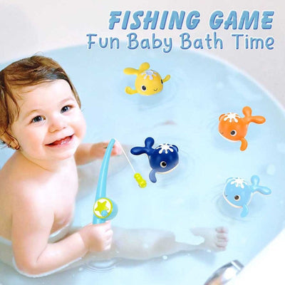 Fidtoy Baby Bath Fishing Toy Set Magnetic Whale Water Game