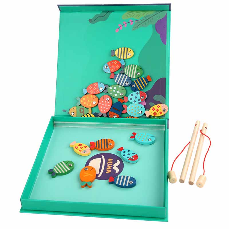 Fidtoy Juguete de Pesca Magnético de Madera – Juego de Aprendizaje Montessori con 26 Peces Letra