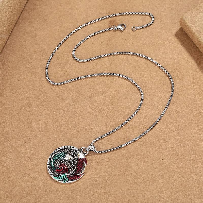 Buddha Stones Tibetan Copper Koi Fish Healing Necklace Necklaces & Pendants BS 3