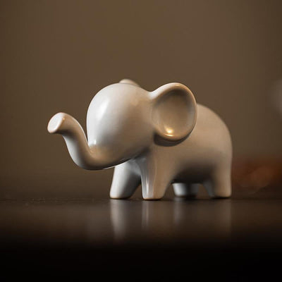 Buddha Stones Small Ceramic Elephant Home Tea Pet Figurine Desk Decoration Decorations BS 11