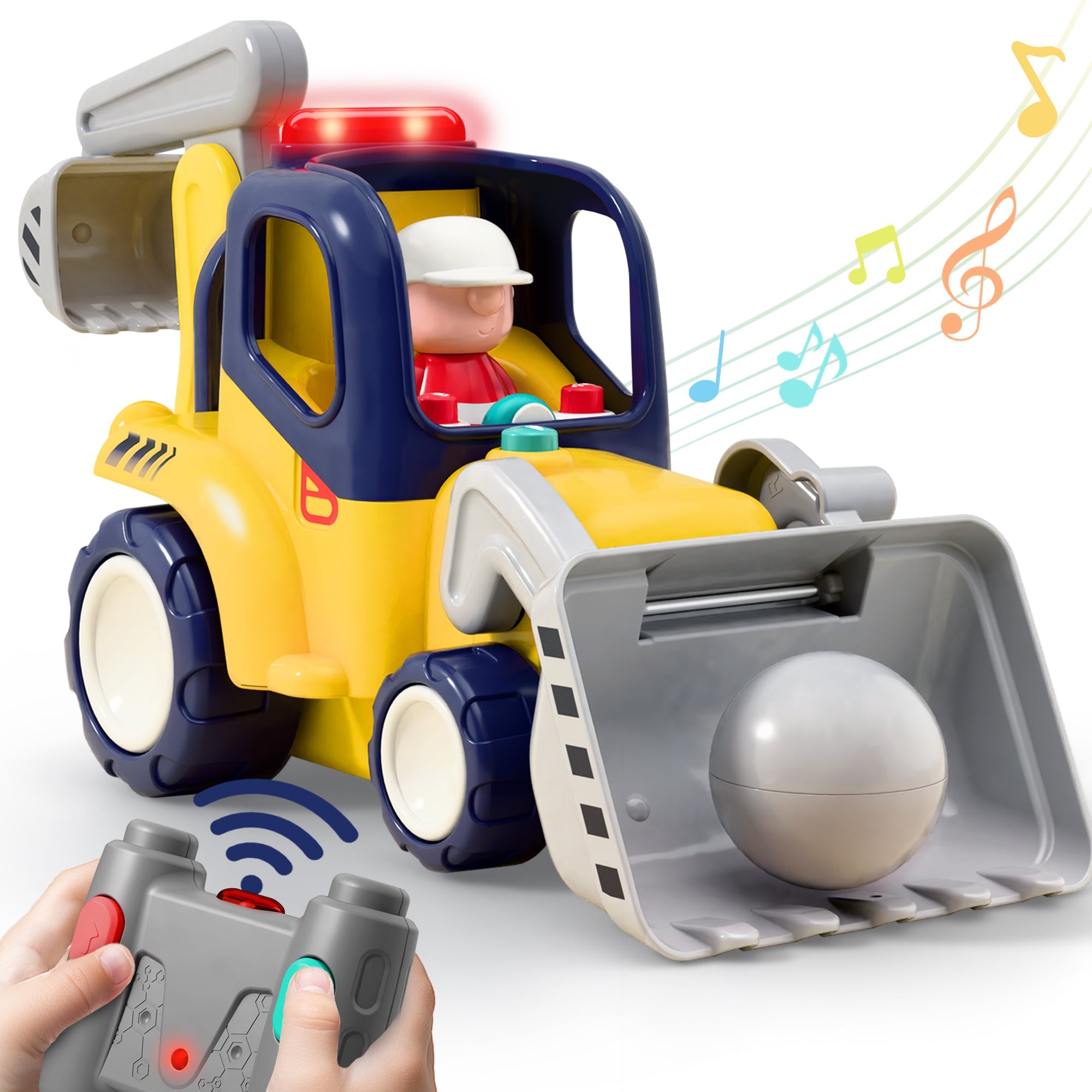Fidtoy RC Construction Truck Toy with Lights and Sounds for Toddlers