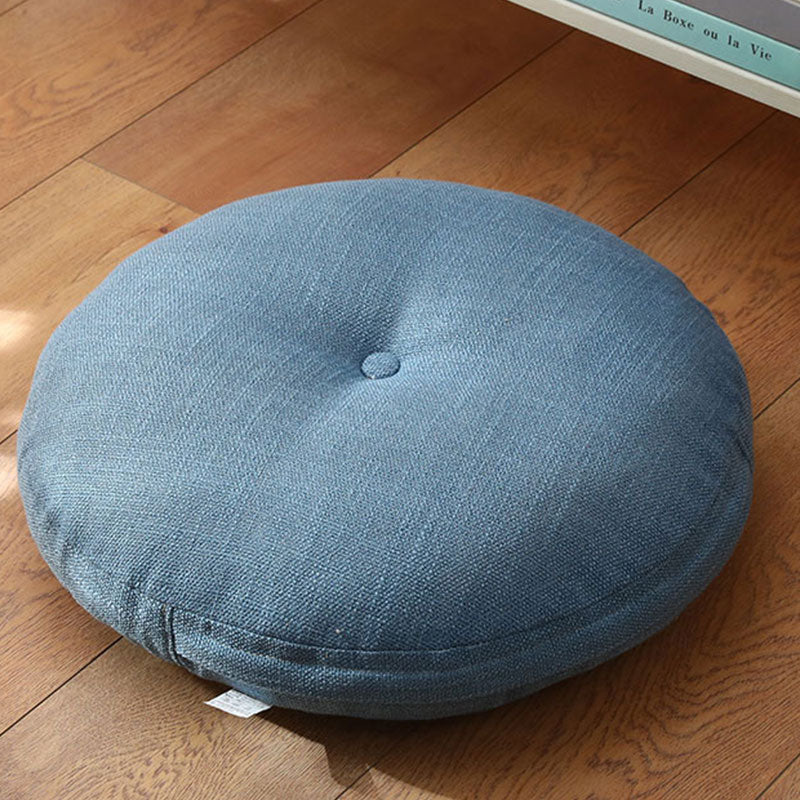 Buddha Stones Lotus Simple Pattern Linen Meditation Seat Cushion Home Living Room Decoration Decorations buddhastoneshop Detachable 40cm*10cm LightBlue
