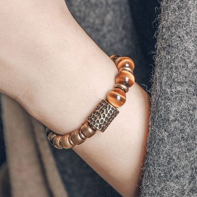 Buddha Stones Tiger Eye Stone Copper Protection Bracelet Bracelet BS 3