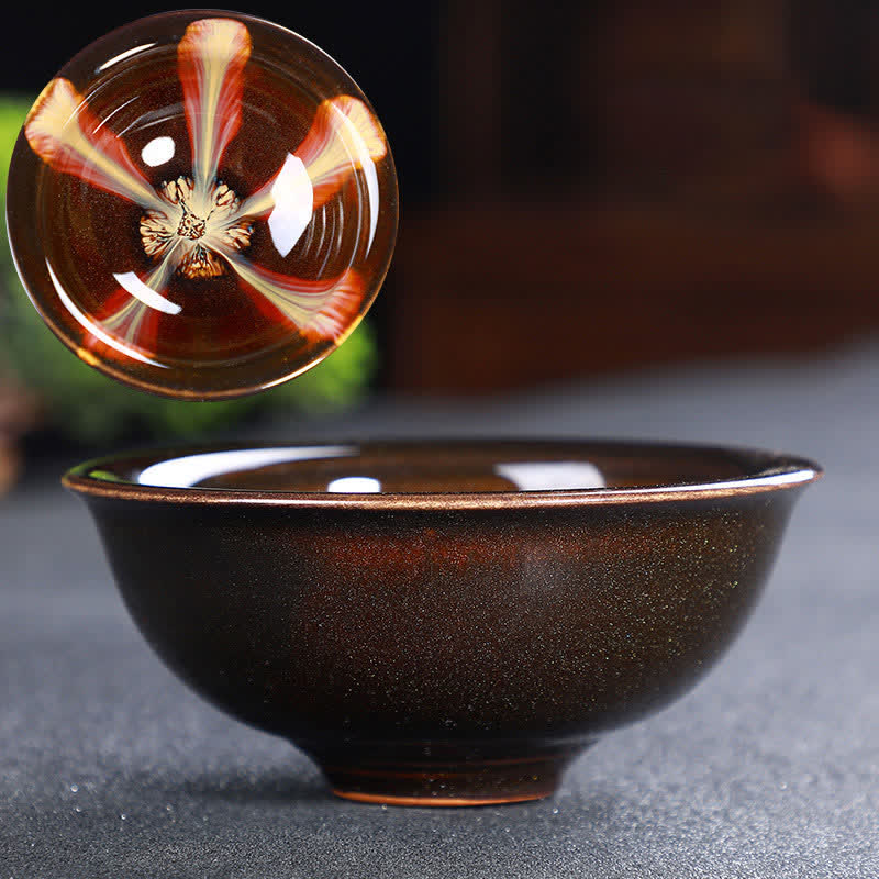 Buddha Stones Colorful Ceramic Teacup Home Office Tea Cups - Red Flower - image 52