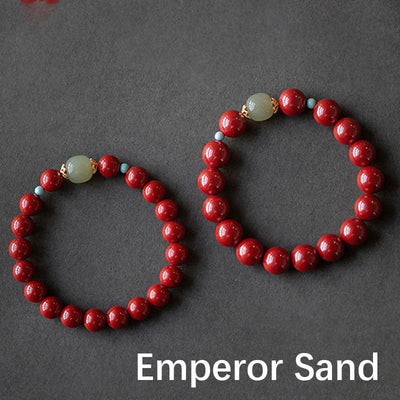Buddha Stones Cinnabar Green Aventurine Fortune Luck Bracelet