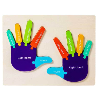 Fidtoy Montessori Hand Puzzle Toy for Toddlers Finger Learning Wooden Puzzle Early Learning Toy Fine Motor Skills Development for Kids Home Play