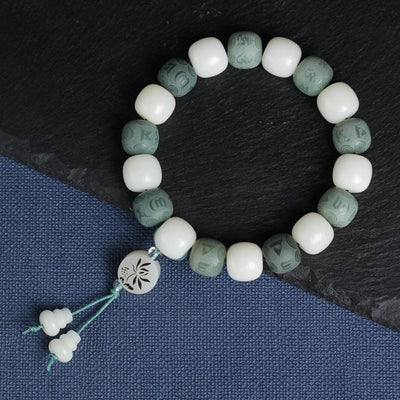 Buddha Stones White Bodhi Six True Words Protection Bracelet Bracelet BS 3