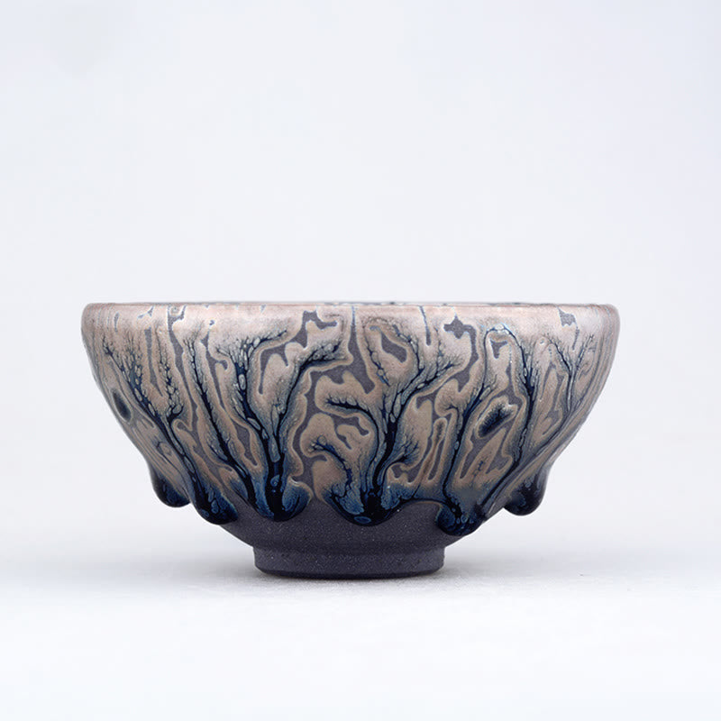 Buddha Stones Handmade Tea Tree Design Chinese Jianzhan Ceramic Teacup Kung Fu Tea Cup Jian Zhan Tea Cup BS 4