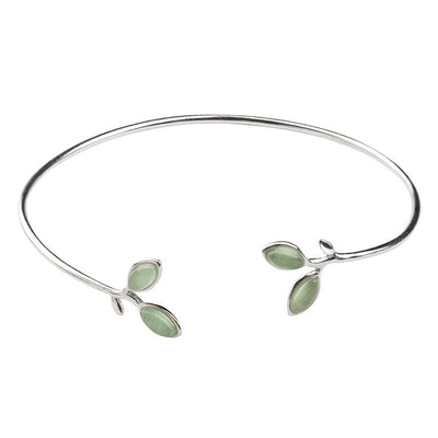 Foviel Leaf Pattern Cat Eye Support Cuff Bracelet Bangle