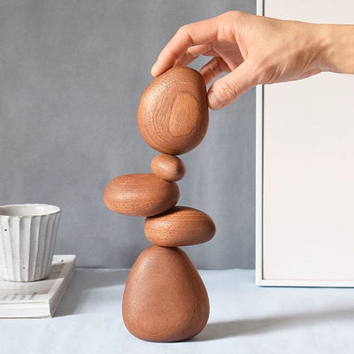 Piedras de Equilibrio Magnéticas de Madera – Escultura Equilibrante de Madera Maciza Hecha a Mano