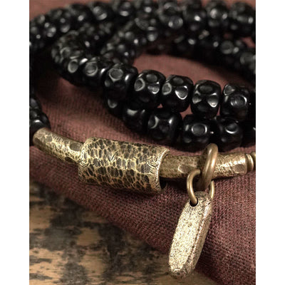 Buddha Stones Retro Coconut Shell Copper Happiness Triple Wrap Bracelet Bracelet BS 8