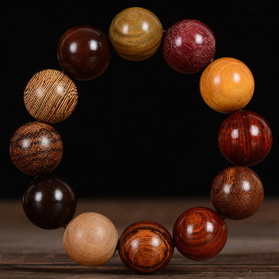 Buddha Stones Multicolored Sandalwood Protection Healing Bracelet Bracelet BS 7