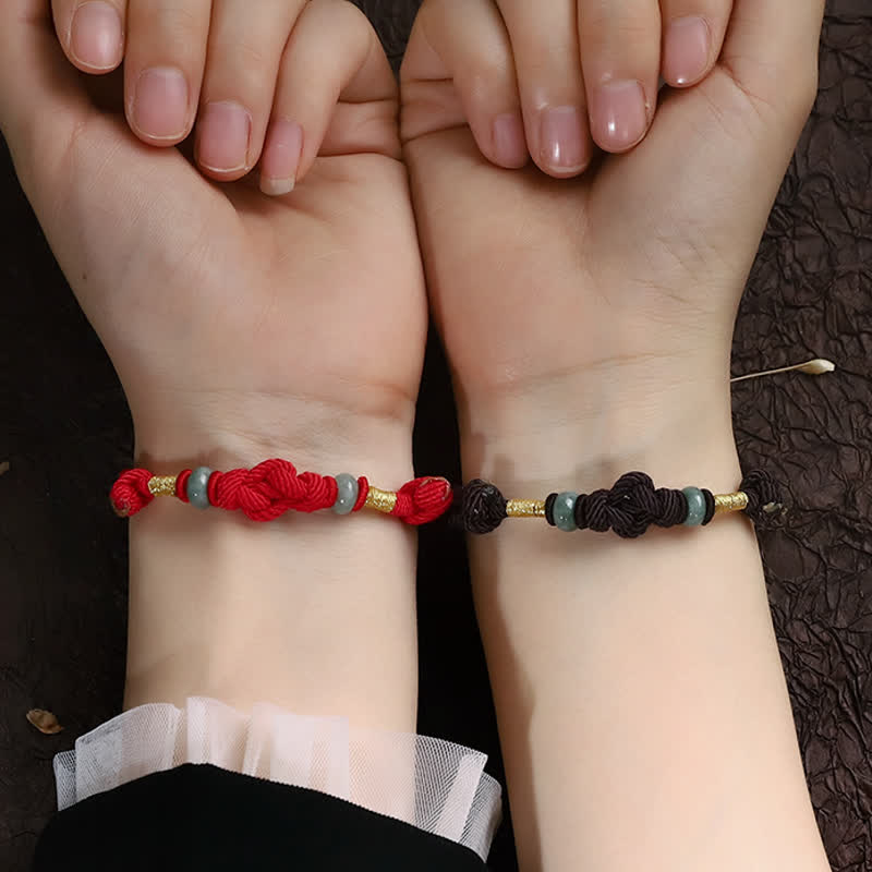 Buddha Stones Red String Jade Luck Fortune Knot Braided String Bracelet Bracelet BS 16