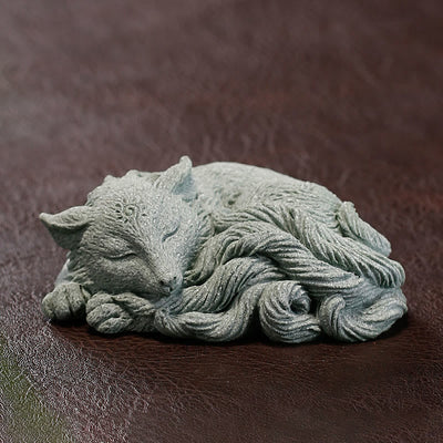 Buddha Stones Small Nine Tailed Fox Protection Home Tea Pet Figurine Decoration Decorations BS 4