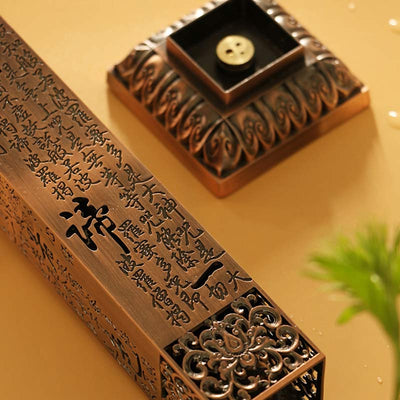 Buddha Stones Heart Sutra Alloy Incense Holder Healing Home Decoration Incense Burner Decorations Incense Burner BS 12