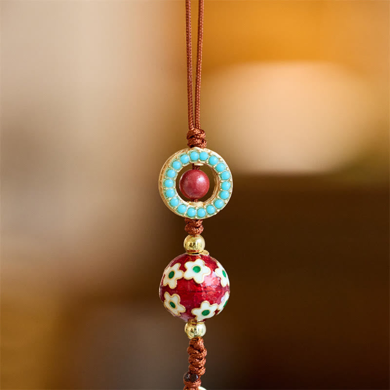 Buddha Stones Wu Lou Gourd Fu Character Tai Sui Amulet Fortune Phone Hanging Decoration Key Chain Hanging Decoration BS 2