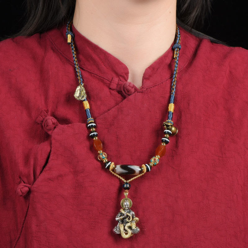 Buddha Stones Handmade Buddha Snake Skull Head Dzi Bead Serenity Rope Necklace Pendant (Extra 35% Off | USE CODE: FS35) - image 8