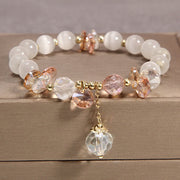 Bracelet porte-bonheur Foviel avec perles en cristal rose œil de chat