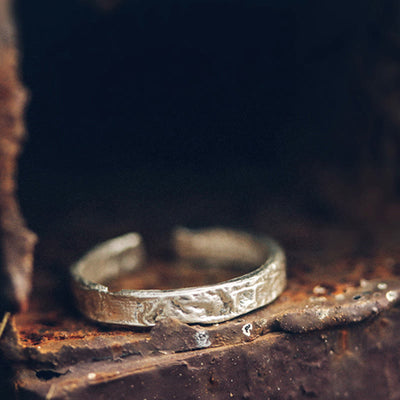 Foviel 925 Sterling Silber Einfaches Design Segen Paar Ring