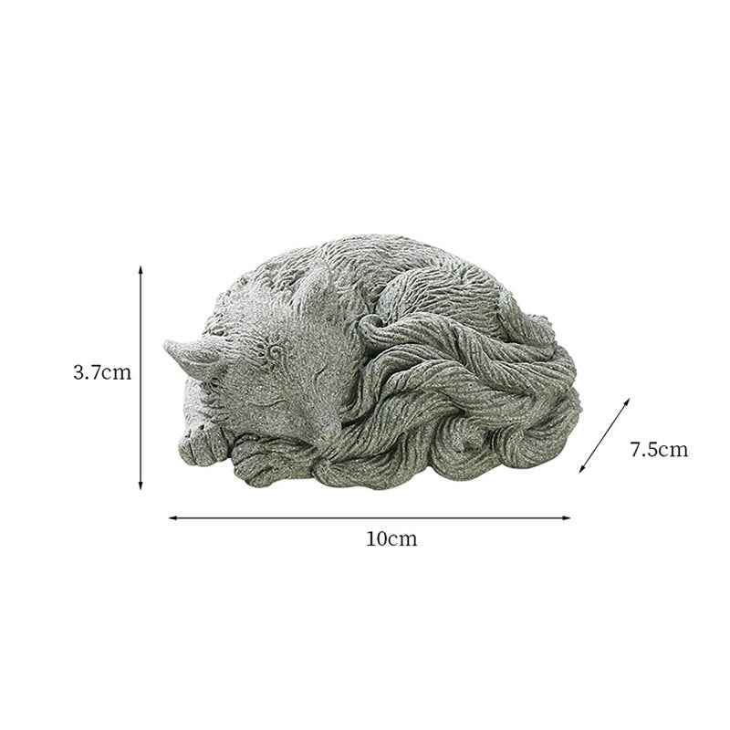 Buddha Stones Small Nine Tailed Fox Protection Home Tea Pet Figurine Decoration Decorations BS 11