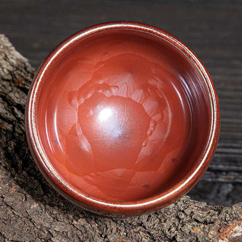 Buddha Stones Handmade Chinese Jianzhan Lotus Design Ceramic Teacup Kung Fu Tea Cup Jian Zhan Tea Cup BS 3