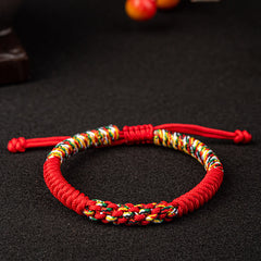Buddha Stones Tibetan Handmade Colorful King Kong Knot Luck Braid String Bracelet Bracelet BS Red 18-19CM