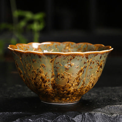 Buddha Stones Colorful Brown Ceramic Teacup Kung Fu Tea Cup Bowl Cup BS 9.1cm*4.8cm*110ml Without Gift Box